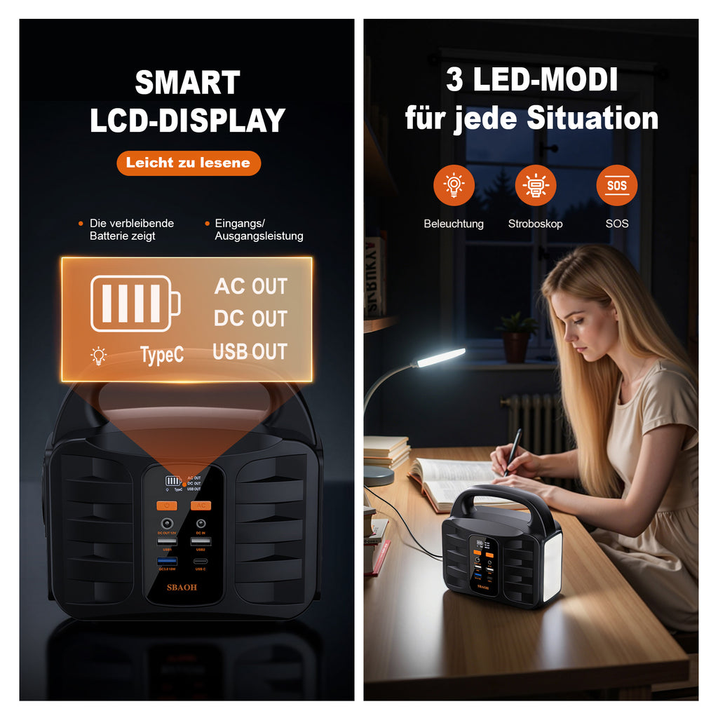 🔋 Powerbank Generator 194Wh 200W | SBAOH Akku Backup | Camping Outdoor DE ✅