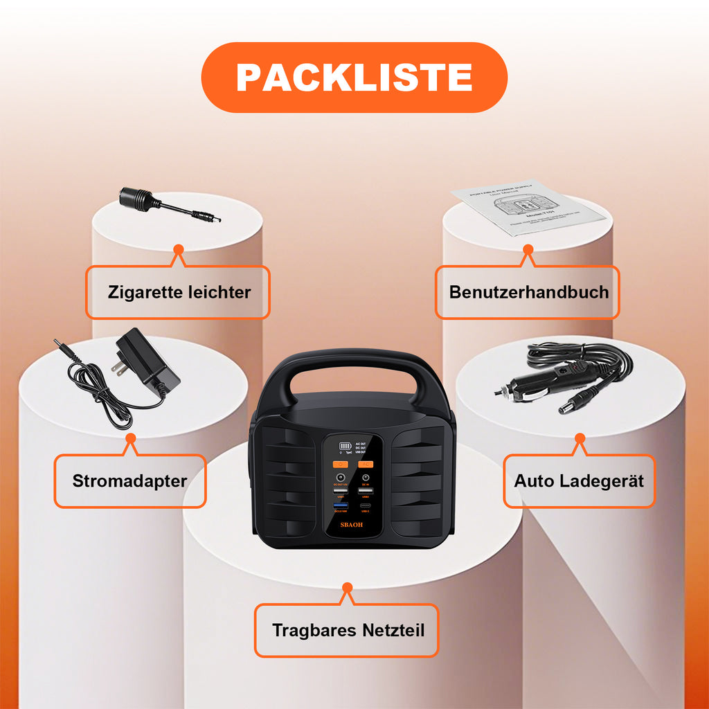 🔋 Powerbank Generator 194Wh 200W | SBAOH Akku Backup | Camping Outdoor DE ✅
